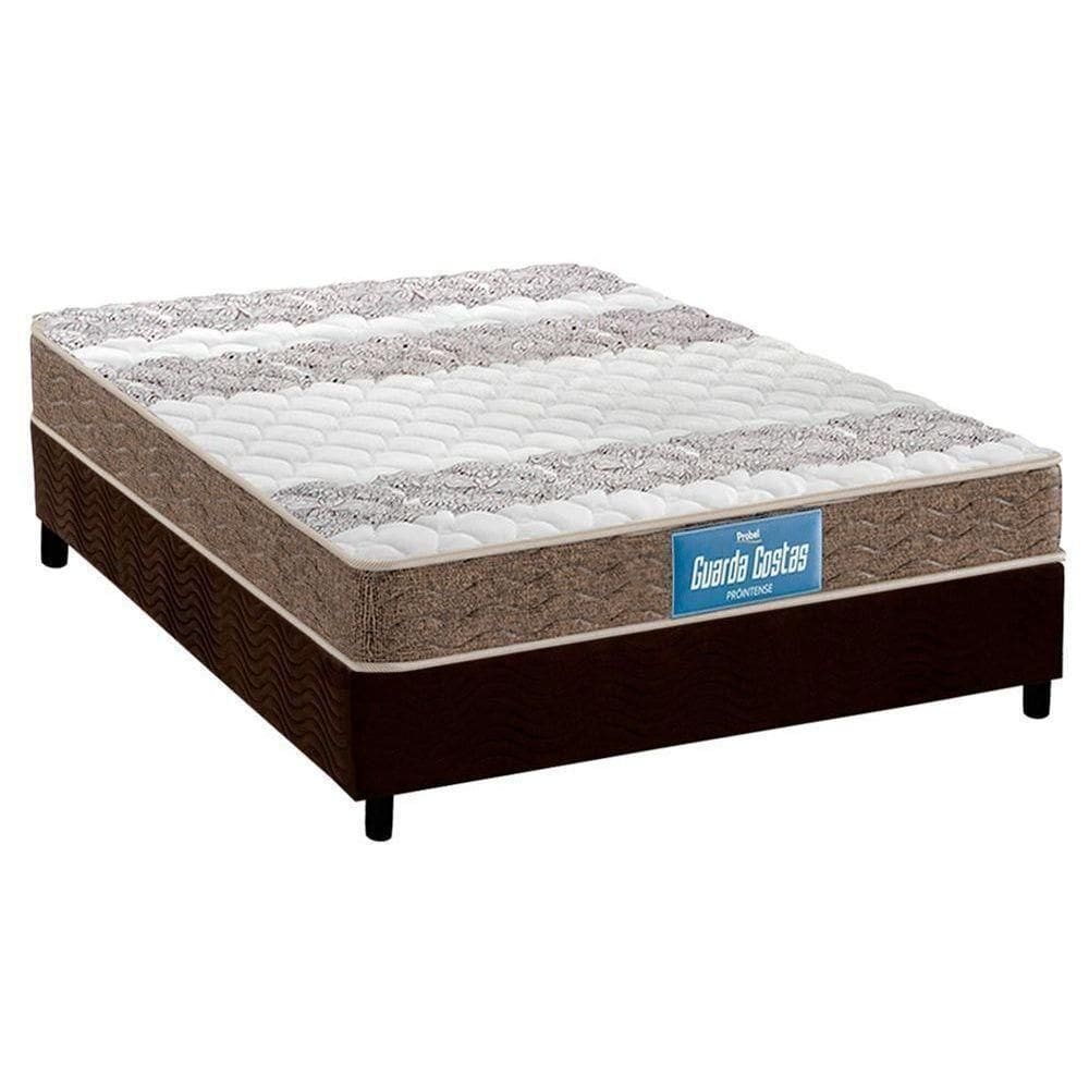 Cama Box Casal: Colchão Anatômico Probel D33/Ep Guarda Costas Double Face + Base Brown(138X188)
