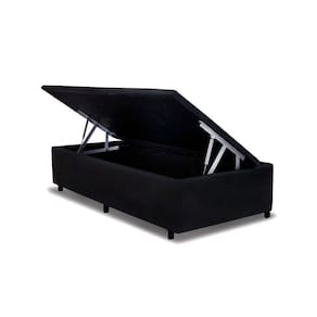Cama Box Baú Solteiro Universal Suede Black (88x188x35) - Costa Rica