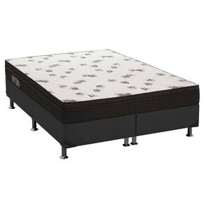 Cama Box Queen: Colchão Espuma D45 Ortobom Light Saúde Ortopilow + Base Crc Suede Black(158X198)