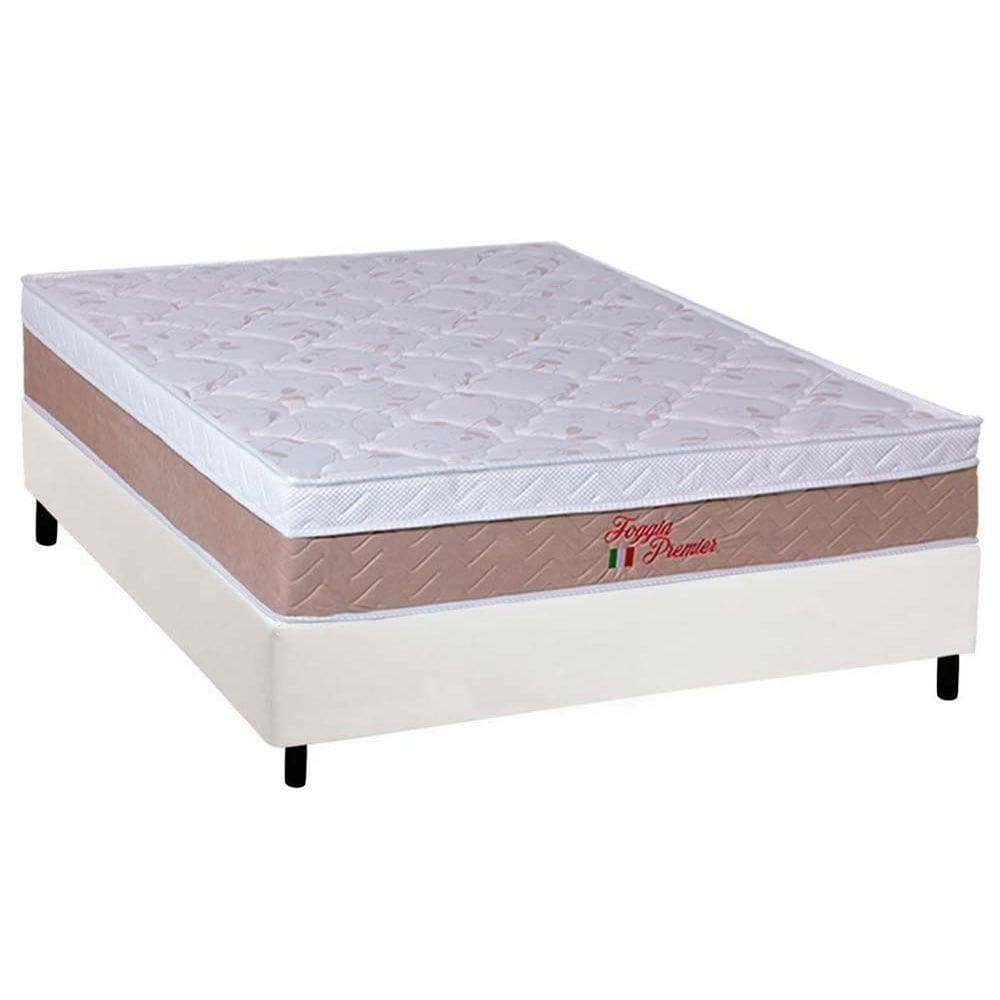 Cama Box Casal: Colchão Ortopédico Orthoflex Foggia Premier + Base Crc Courano White(138x188)