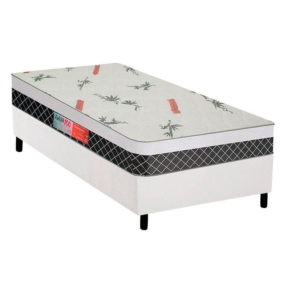 Cama Box Solteiro: Colchão Anatômico Plumatex D28-ep Falcon Ultra FirmeBase Courano White(88x188)