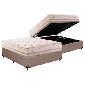Cama Box Baú Casal: Colchão Molas Herval Maxspring England + Base Crc Courano Clean(138x188)