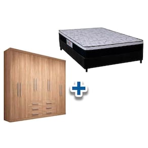 Cama Box Casal + Colchão Foggia Sogni + Guarda Roupa Master 8.6 Atacama