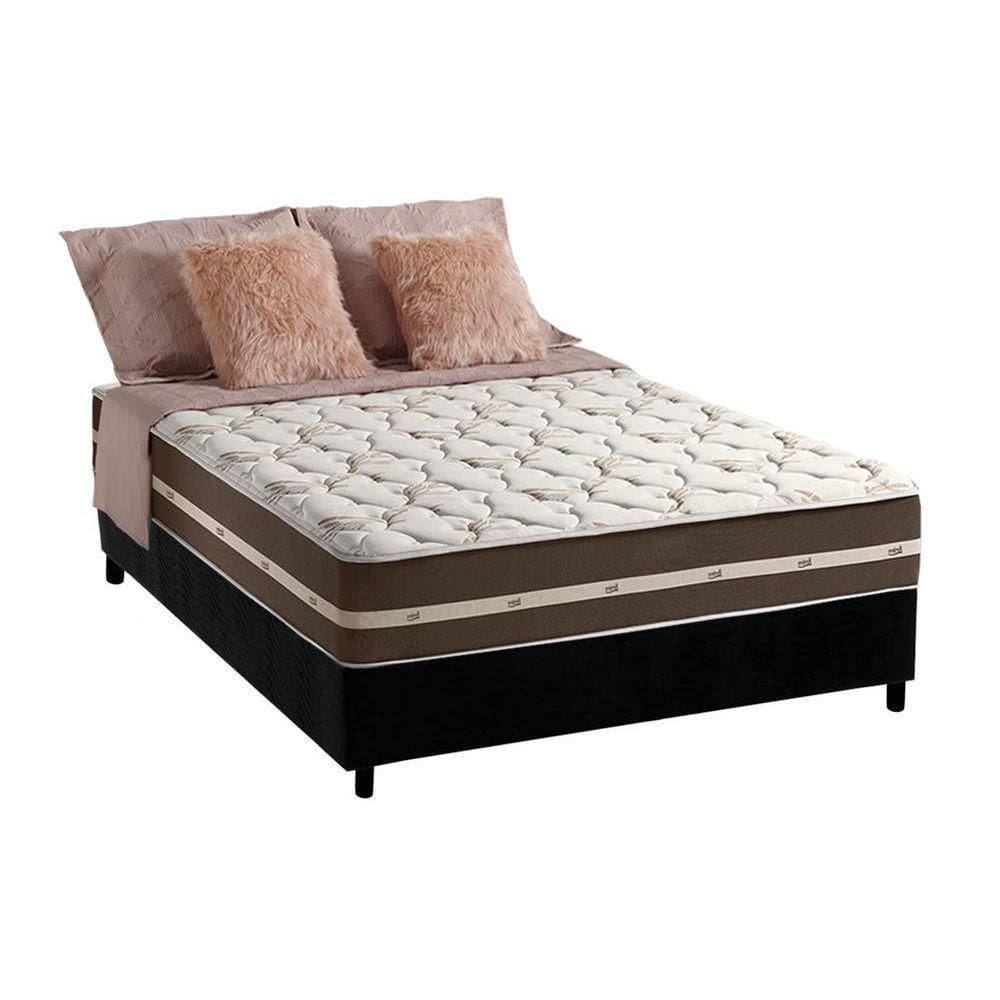 Cama Box Casal: Colchão Molas Anjos Superlastic Classic + Base Crc Suede Black(138X188)