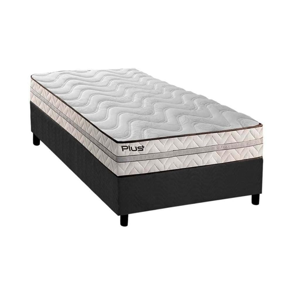 Cama Box Solteiro: Colchão Espuma D33 Paropas Pasquale Plus + Base Crc Suede Gray(88X188)