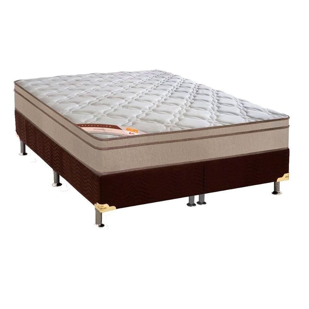 Cama Box Queen: Colchão Molas Bonnel Castor Revolution + Base Crc Suede Brown(158X198)