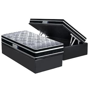 Cama Box Baú Solteiro: Colchão Probel D33-ep Prodormir Advanced Tech1500 Plus + Base Crc Suede Gray
