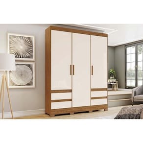 Guarda Roupa Solteiro 3 Portas E 4 Gavetas C- Pés Briz Lema B55 Nature off White