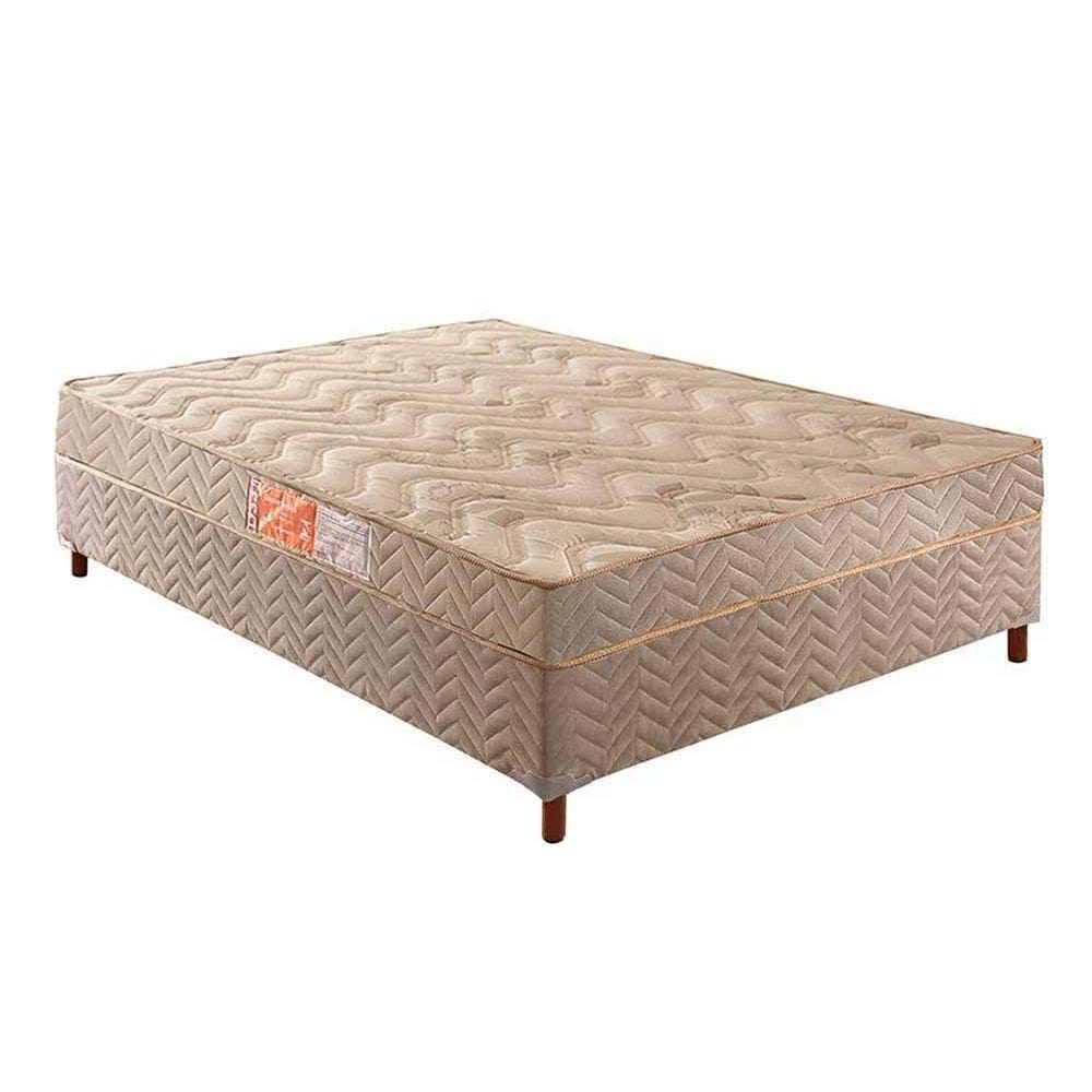 Cama Box Casal: Colchão Espuma Paropas D33 Pasquale + Base Crc Suede Clean(138X188)