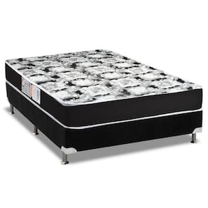 Cama Box Casal: Colchão Espuma D33 Luckspuma Supreme + Base Crc Suede Black(138x188)