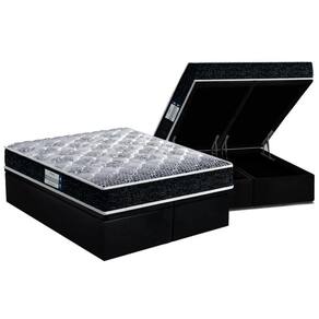 Cama Box Baú Queen: Colchão Probel Prodormir Advanced Double Face + Base Suede Black(158X198)