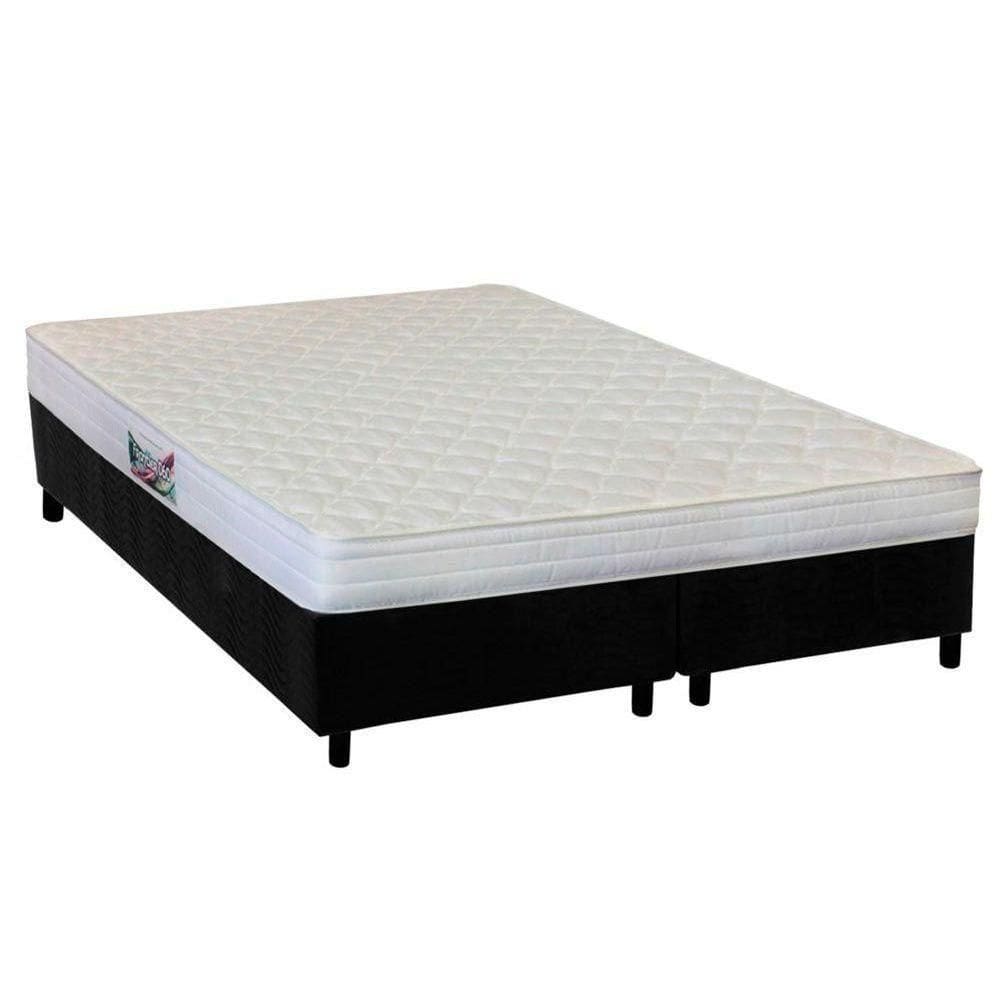 Cama Box Queen: Colchão Anatômico Herval Ag65 Frontier + Base Crc Suede Black(158x198)