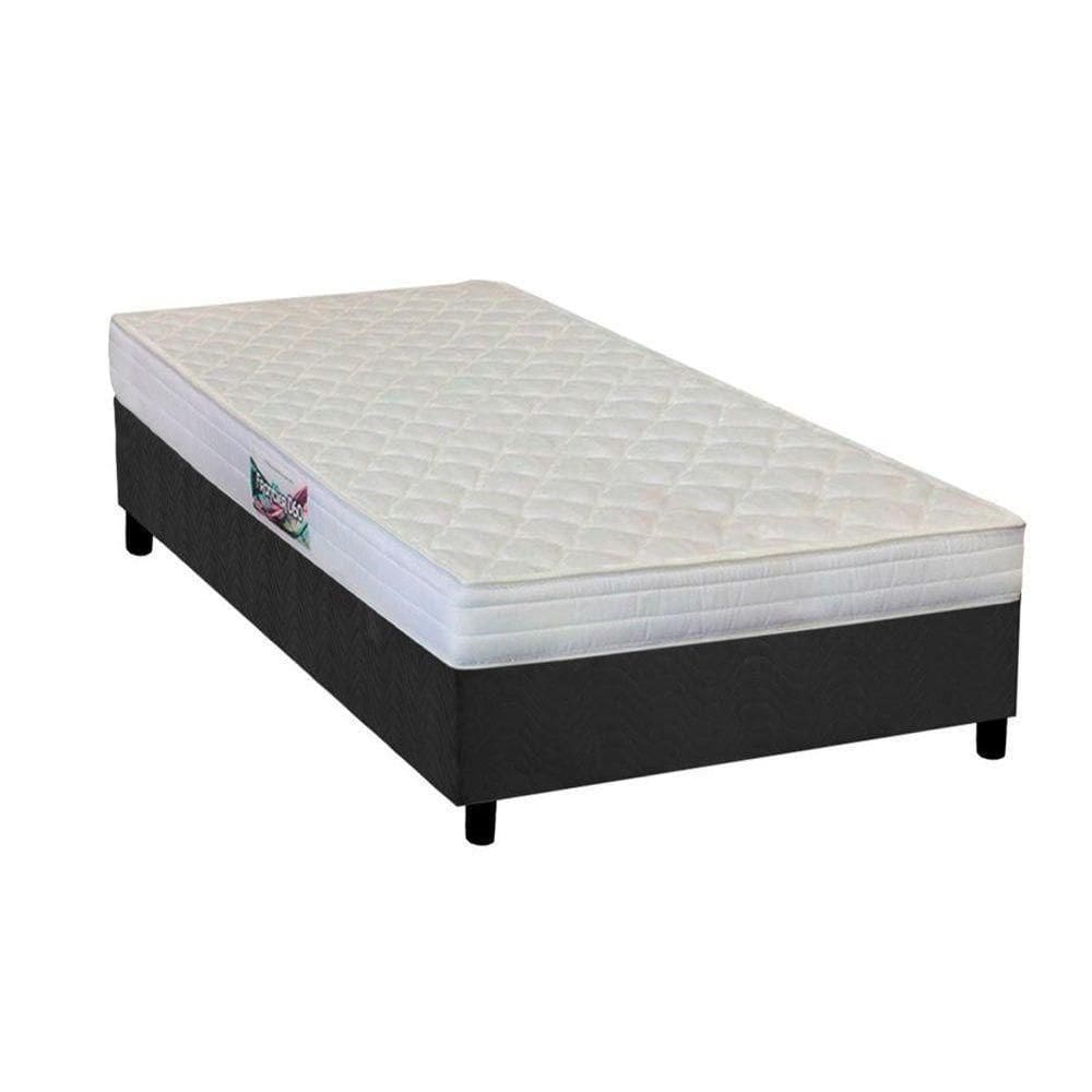 Cama Box Solteiro: Colchão Ortopédico Herval Ag65 Frontier + Base Crc Suede Gray(88x188)