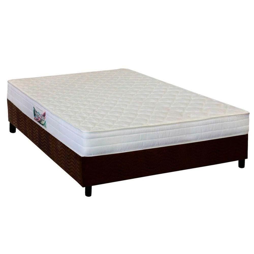Cama Box Casal: Colchão Espuma Herval Ag65 Frontier + Base Crc Suede Brown(138x188)