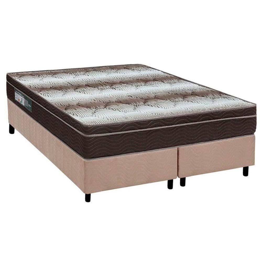 Cama Box Queen: Colchão Ortopédico Ortobom Light Ortopillow + Base Crc Suede Clean(158x198)