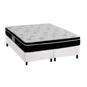Cama Box Queen: Colchão Molas Bonnel Ortobom Nanolastic Physical Spring + Base White(158X198)
