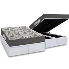 Cama Box Baú Queen: Colchão Espuma D33 Ortobom / Ep Iso 100 Ultra FirmeBase Courano White(158x198)