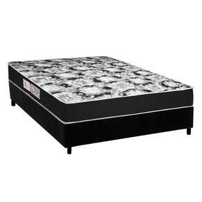 Cama Box Casal: Colchão Espuma Luckspuma D45 Gran Luck Pro + Base Crc Suede Black(138x188)