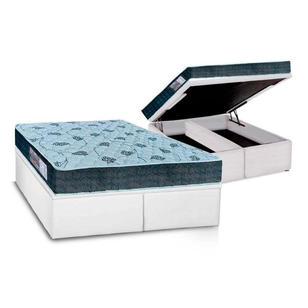 Cama Box Baú Queen: Colchão Espuma Orthoflex D45 / Ep Cecina + Base Crc Courano White(158x198)