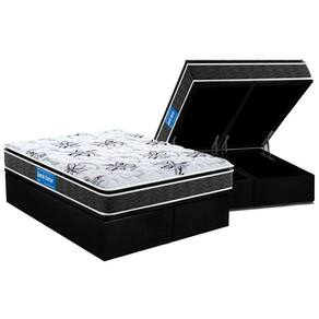 Cama Box Baú Colchão Espuma D Probel Guarda Costas Premium Extra Firme Pillow TopBase Suede Black