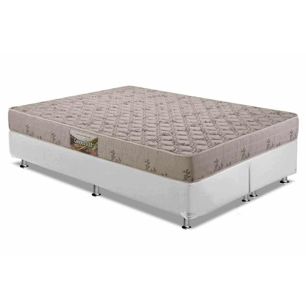 Cama Box Queen: Colchão Espuma D33 Herval Cannes + Base Crc Courano White(158x198)