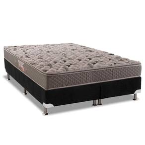 Cama Box Queen: Colchão Anatômico Herval Ag65 Firme Fort + Base Crc Suede Black(158X198)