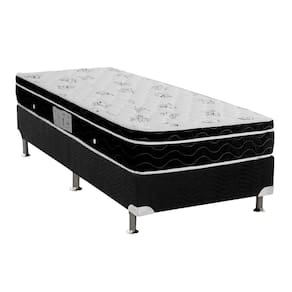 Cama Box Solteiro: Colchão Molas Bonnel Ortobom Nanolastic Physical SpringBase Suede Black(88x188)