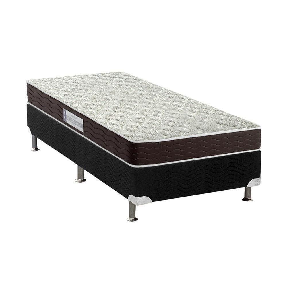 Cama Box Solteiro: Colchão Espuma D33 Probel Advanced Mega Resistente + Base Crc Suede Black(88X188)