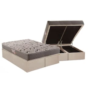 Cama Box Baú Queen: Colchão Anatômico Herval Ag65 Fort Black Firme Pillow Top + Base Clean(158X198)