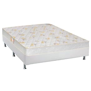 Cama Box Casal: Colchão Espuma Castor D28 Sleep Max + Base Crc Courano White(138X188)
