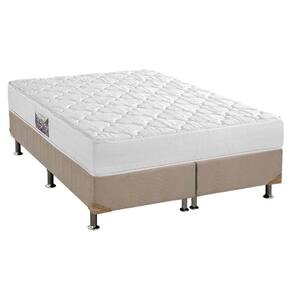 Cama Box Queen: Colchão Espuma D45 Herval Top + Box Suede Bege(158x198)