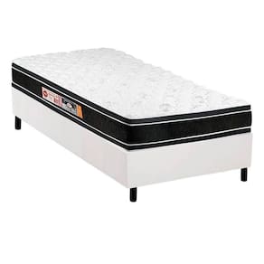 Cama Box Solteiro: Colchão Espuma D33 Castor Black E White + Base Crc Courano White(88X188)