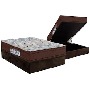 Cama Box Baú Casal: Colchão Ortopédico Ortobom D45 / Ep Iso 150 Mega Firme + Base Brown(138X188)