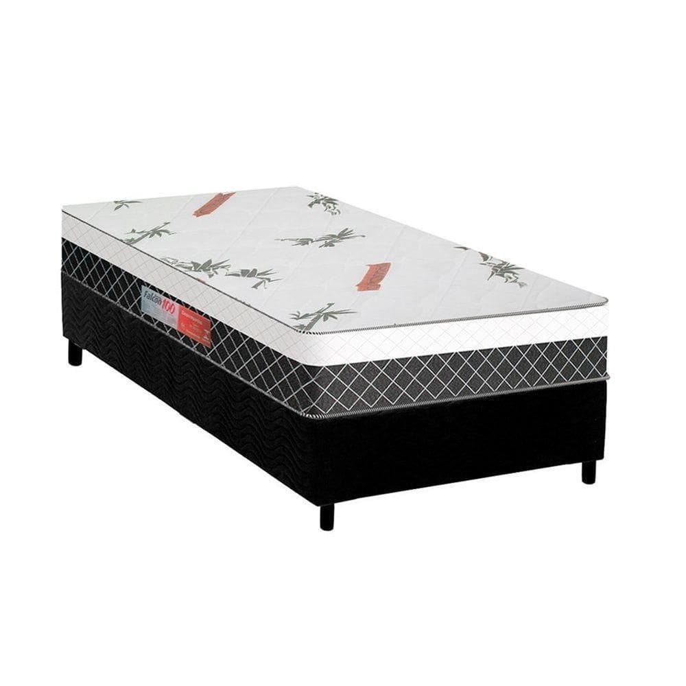 Cama Box Solteiro: Colchão Anatômico Plumatex D28/ep Falcon Ultra FirmeBase Suede Black(88x188)