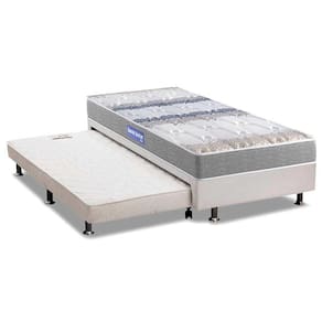 Cama Box C/Auxiliar Solteiro: Colchão Espuma Probel D45 Guarda Costas Gray + Base White(88X188)