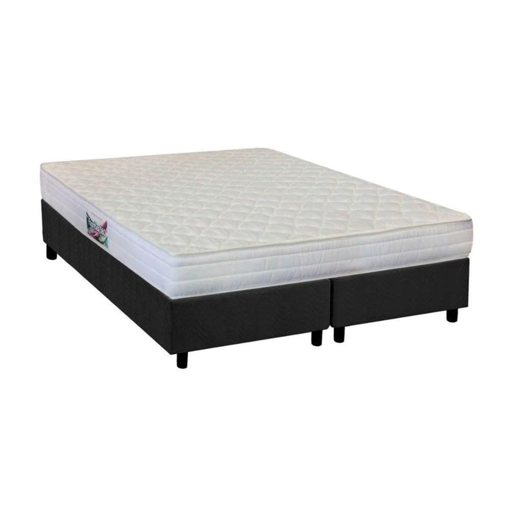 Cama Box Queen: Colchão Espuma Herval Ag65 Frontier + Base Crc Suede Gray(158X198)