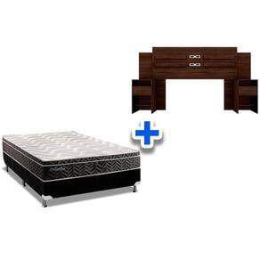 Cama Box Casal Crc + Colchão Molas Olímpia + Cabeceira Triunfo Ébano Touch