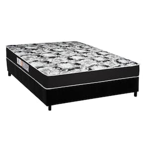 Cama Box Casal: Colchão Espuma D45 Luckspuma Gran Luck Pro + Base Crc Suede Black(138X188)