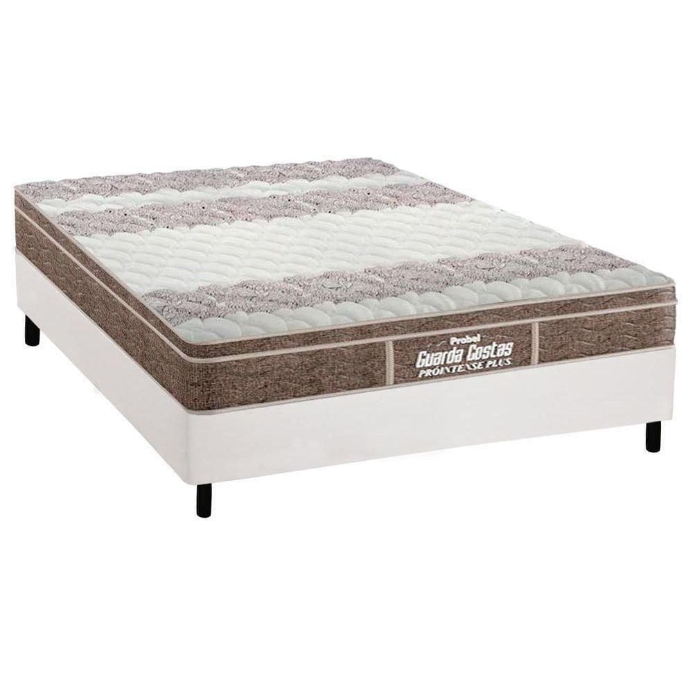 Cama Box Casal: Colchão Anatômico Probel D33/Ep Guarda Costas Próintense Plus + Base White(138X188)