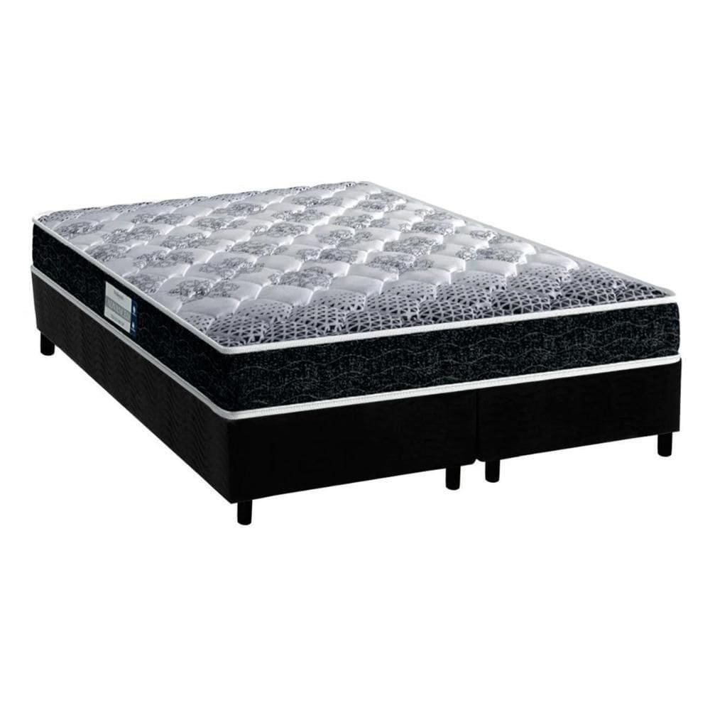 Cama Box Queen: Colchão Espuma Probel D33/Ep Advanced Tech1500 + Base Crc Suede Black(158X198)
