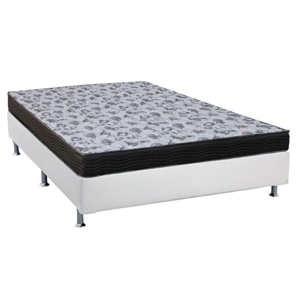 Cama Box Casal: Colchão Anatômico Ortobom D33/Ep Fort Tech Iso 100 + Base Crc Suede White(138X188)