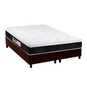 Cama Box Queen: Colchão Espuma D45 Castor Black E White Air + Base Crc Suede Brown(158X198)