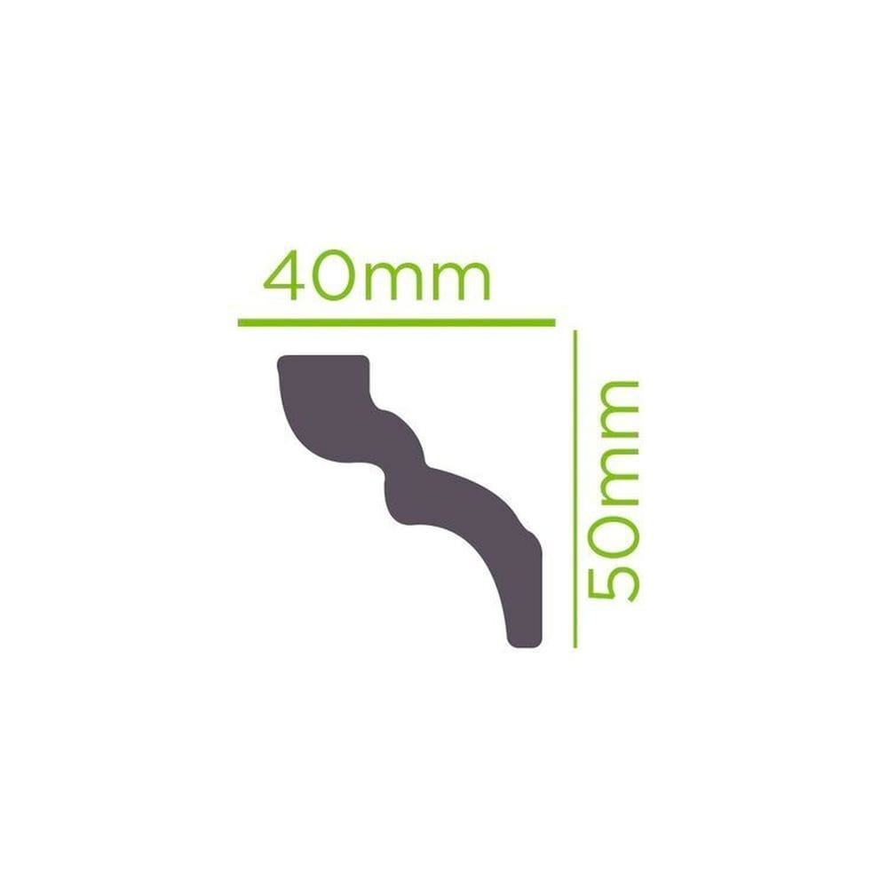 Kit com 5 Barras Rodateto de Poliestireno 5cm X 40mm Liso 10m Branco