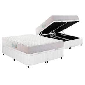Cama Box Baú Queen: Colchão Anatômico Herval D28 / Ag65 Droom Double Face + Base White(158X198)