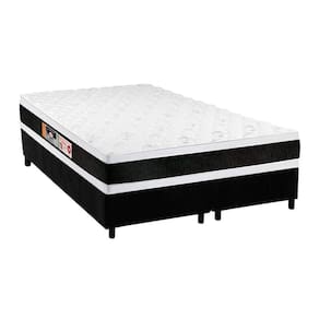 Cama Box Queen: Colchão Espuma D45 Castor Black E White Air Double Face + Base Black(158X198)