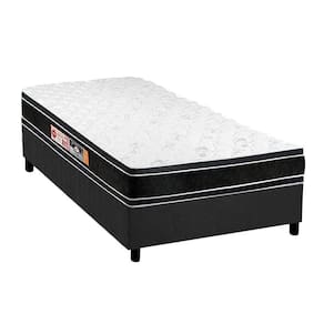 Cama Box Solteiro: Colchão Espuma D33 Castor Black E White + Base Crc Suede Gray(88X188)