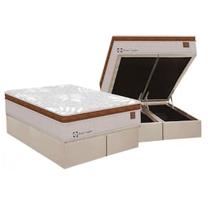Cama Box Baú King: Colchão Molas Sealy Posturepedic Royal Confort + Base Crc Suede Bege(193X203)