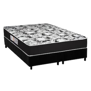 Cama Box Queen: Colchão Espuma D45 Luckspuma Gran Luck Black + Base Crc Suede Black(158X198)