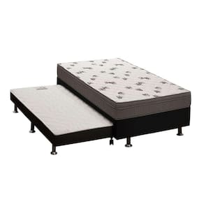 Cama Box C/Auxiliar Solteiro: Colchão Espuma Ortobom D45 Light + Base Crc Courano Black(88X188)