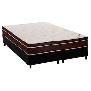 Cama Box Queen: Colchão Ortopédico Ortobom Exclusive Ortopillow + Base Crc Suede Black(158X198)